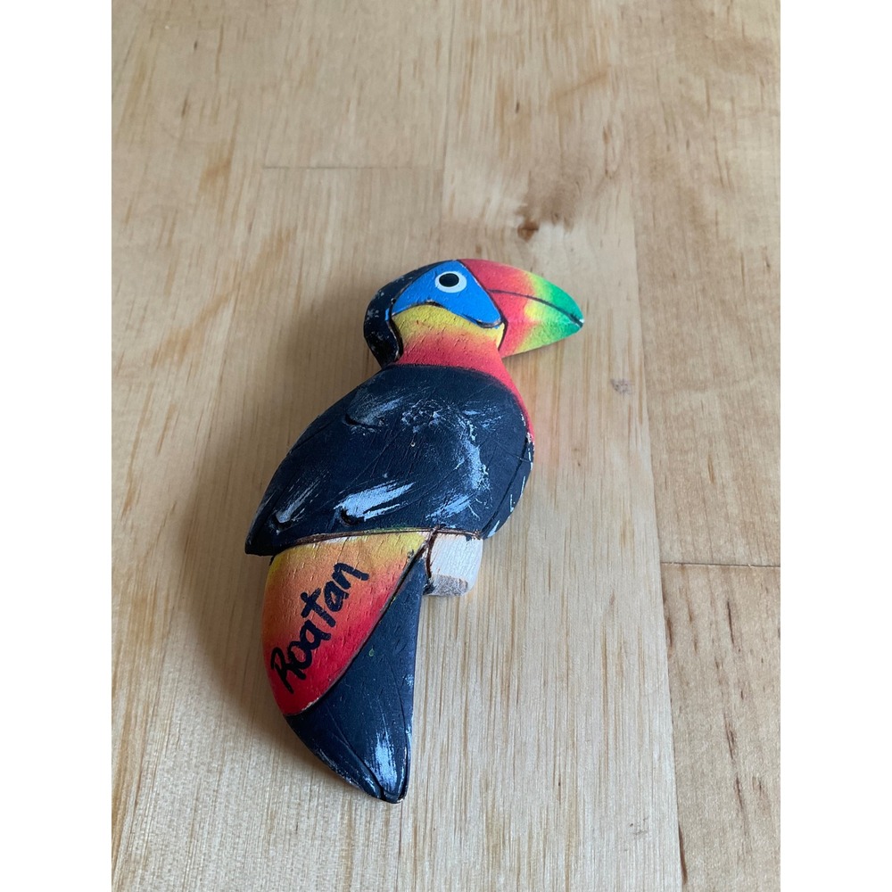 Roatan Honduras Toucan Wooden Refrigerator Magnet Hand Painted Tropical Bird